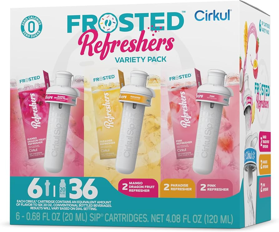 Cirkul Frosted Refreshers Caffeine Flavor Water Variety Pack, Makes 36 Drinks, No Sugar, Zero Cal... | Amazon (US)