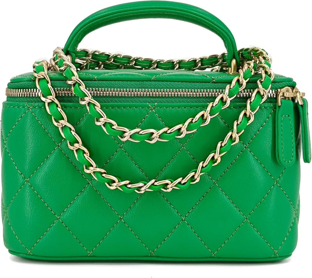 Small Genuine Leather Purse Quilted Crossbody Bag for Women, Mini Top-Handle Shoulder Handbag w/G... | Amazon (US)