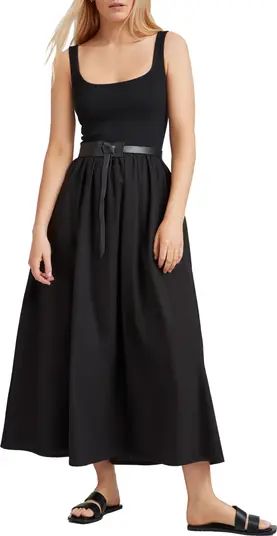 Marcella Clara Belted Ponte & Cotton Midi A-Line Dress | Nordstrom | Nordstrom