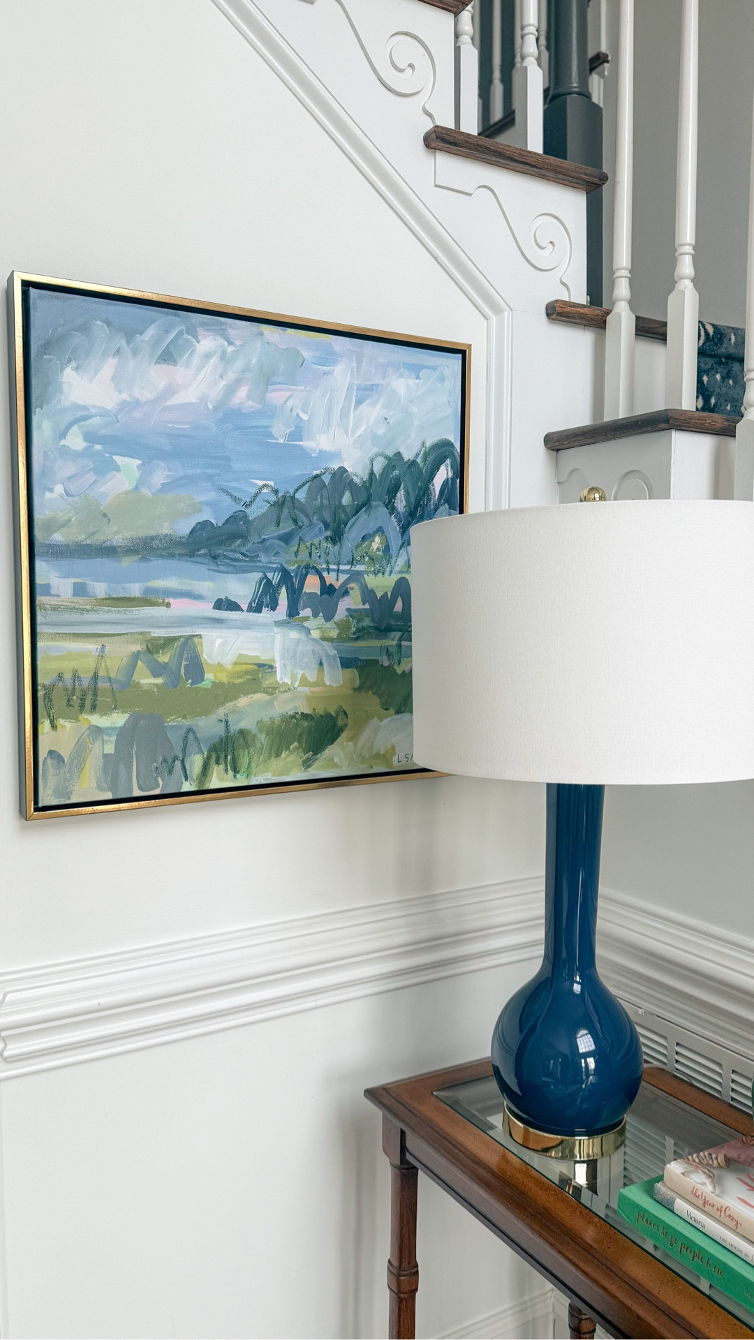 Foyer refresh featuring Urban Garden Prints artwork! 

This piece comes in different sizes and orientations. You can order it as a print, canvas and have it framed. 

I love how this blue and green abstract art brings in so many colors from my house. Perfect mix of bold, traditional, colorful, and fun. 

Some of my other faves are linked below too. 🩵 

#LTKdayinmylife #LTKHome #LTKSaleAlert