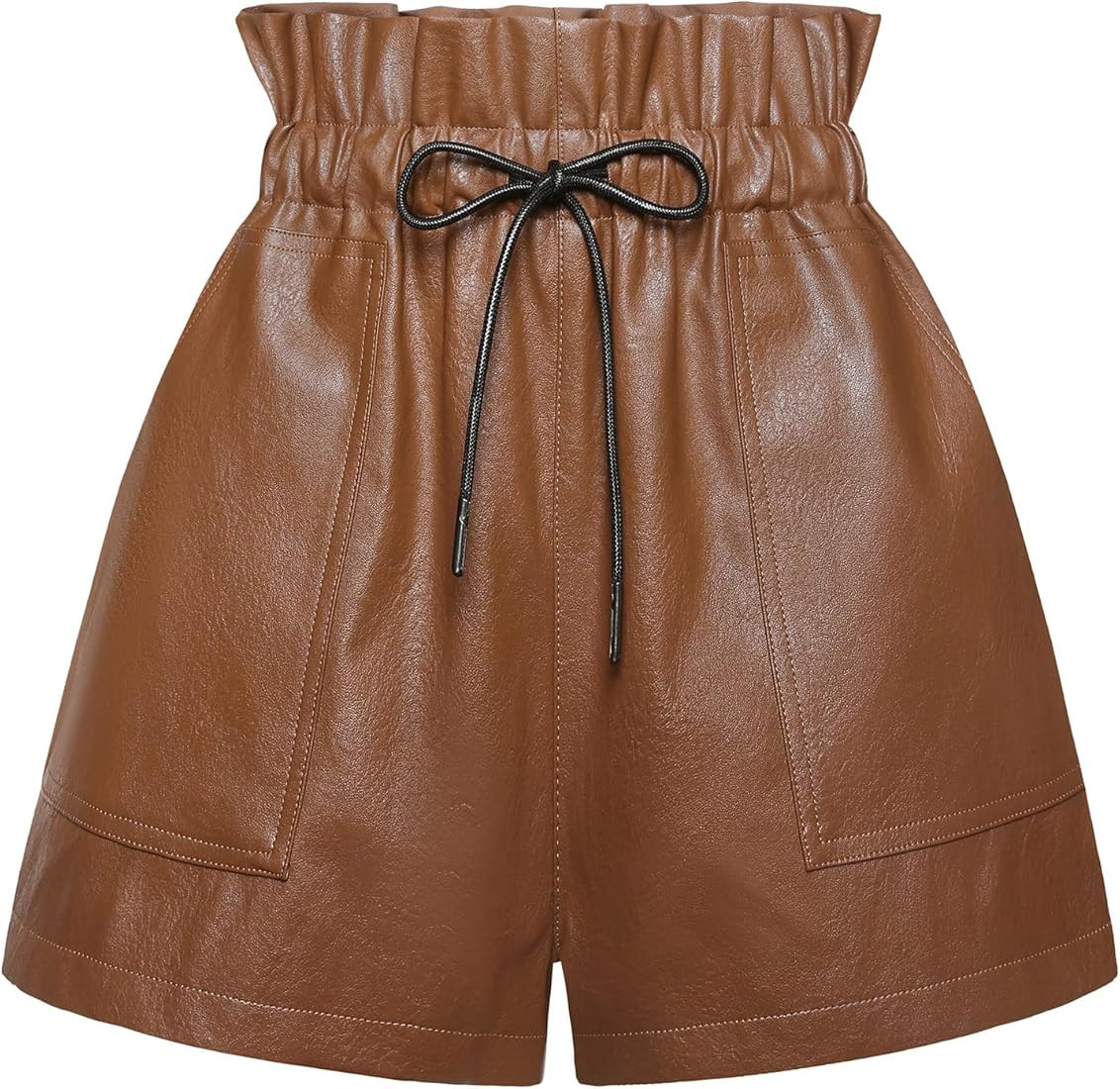 QIANXIZHAN Women's Leather Shorts, Faux High Waisted Wide Leg Sexy Shorts Brown S at Amazon Women... | Amazon (US)