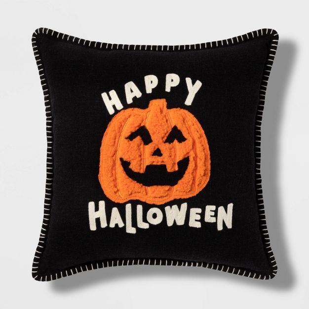 Pumpkin Square Throw Pillow Black/Orange - Hyde & EEK! Boutique™ | Target