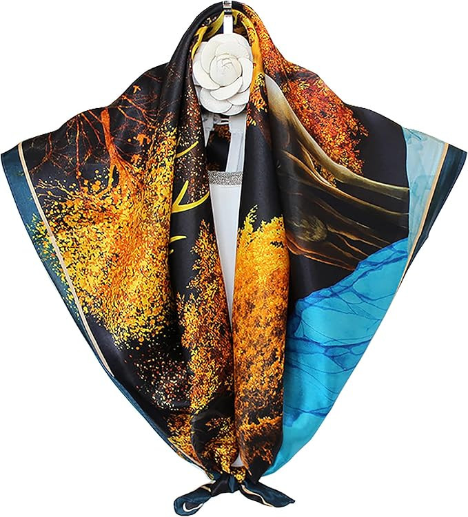 Abangdun 100% Silk Scarf for Women-lightweight Medium Square Scarf Digital Printing 70x70cm/27"x2... | Amazon (US)