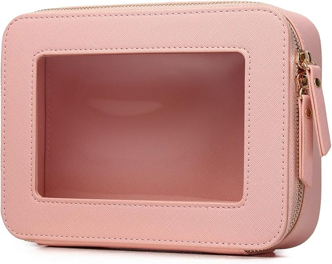 Clear Makeup Bag Travel Makeup Case Transparent Cosmetic Case Clear Travel Toiletry Bag for Women... | Amazon (US)