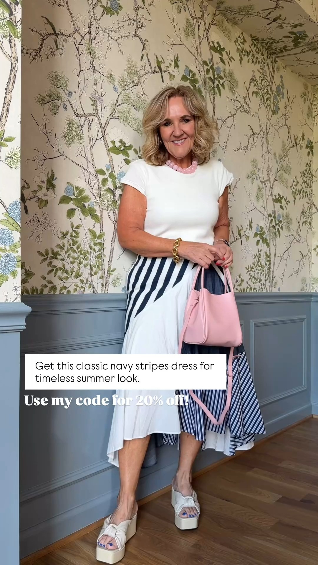 Classic navy stripes never go out of style ⚓️🫶🏻

This dress is such an effortless summer piece, feminine, flattering, and easy to dress up with wedges and a pop of pink. Use my code NANETTE20 for 20% off Anthropologie ✨ 

 #LTKootd #LTKSeasonal #LTKOver40