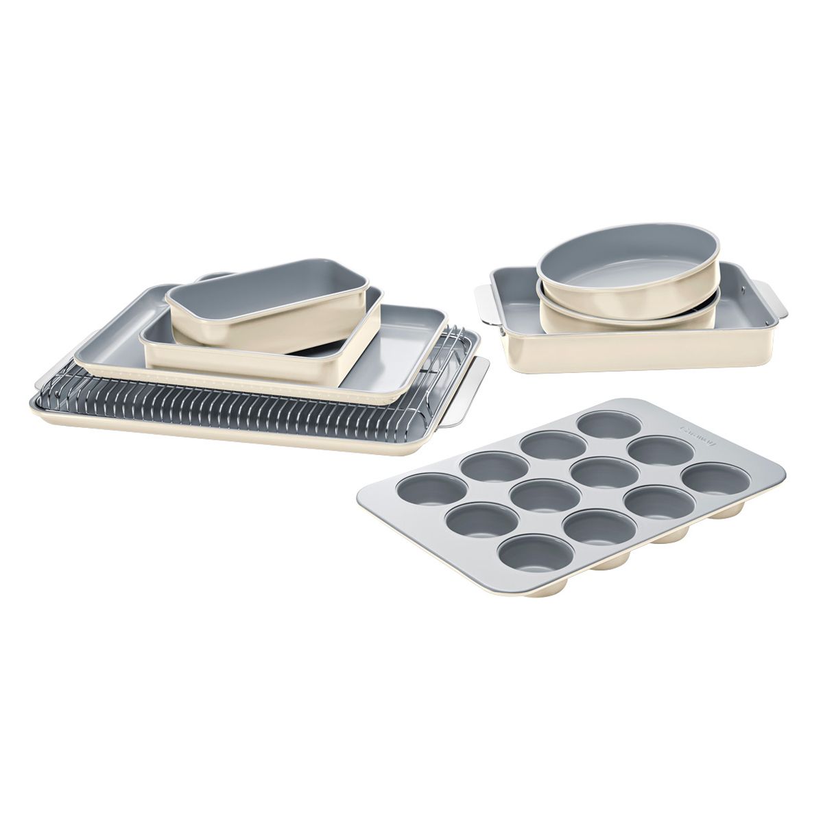 Non-Toxic Non-Stick Caraway Bakeware Cream Set of 11 | The Container Store
