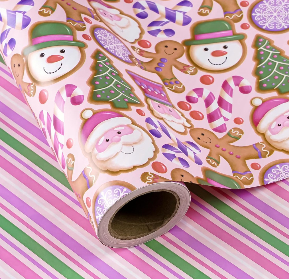 Gingerbread Pink Santa Christmas Wrapping Paper  

 #LTKHoliday