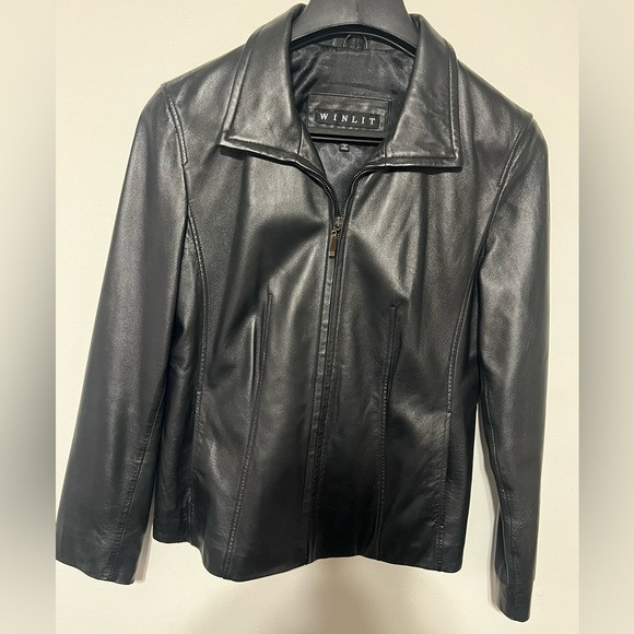 Ladies Genuine Black Leather Zippered Front  Jacket  M | Poshmark