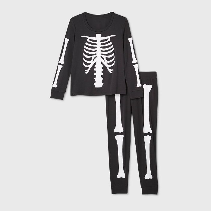 Women's Halloween Skeleton Matching Family Pajama Set - Black | Target