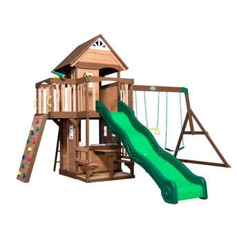 Backyard Discovery Mount Triumph Residential Wood Playset with Slide | Lowe's