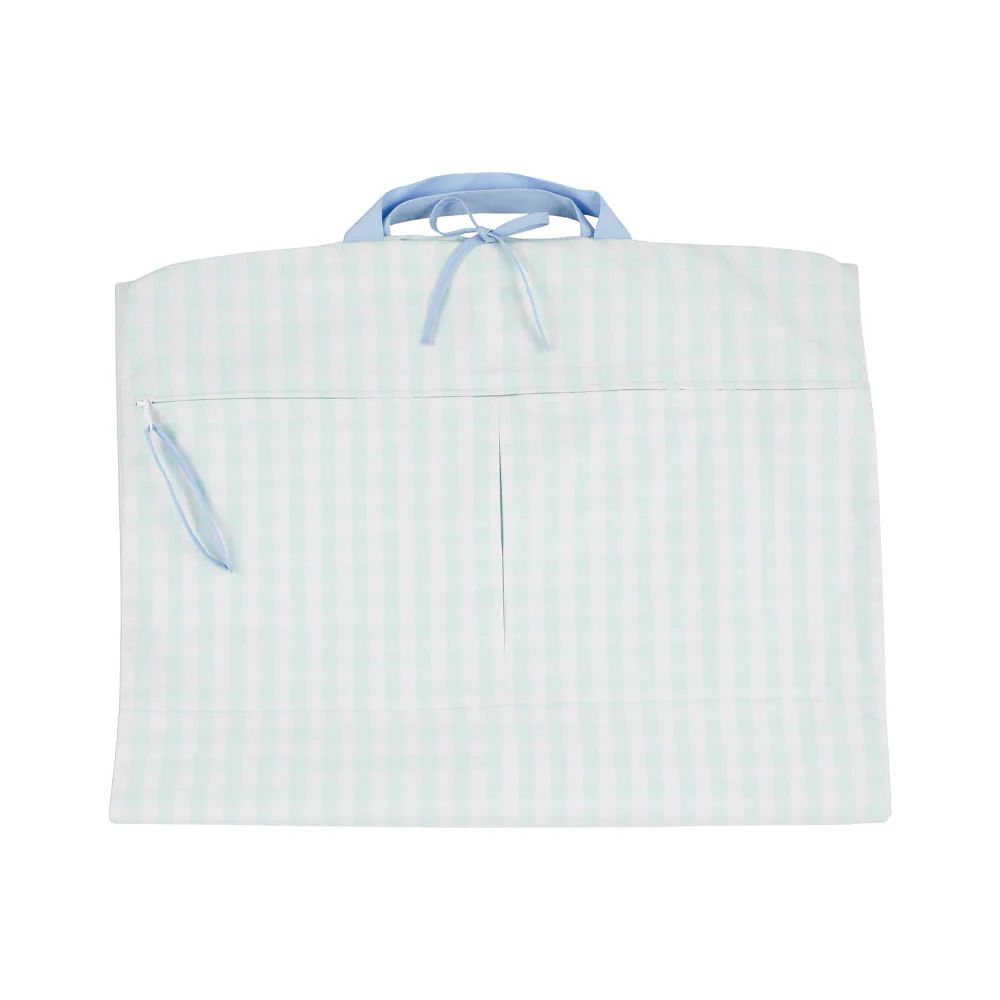 Graham Garment Bag - Sea Island Seafoam Check with Beale Street Blue | The Beaufort Bonnet Company