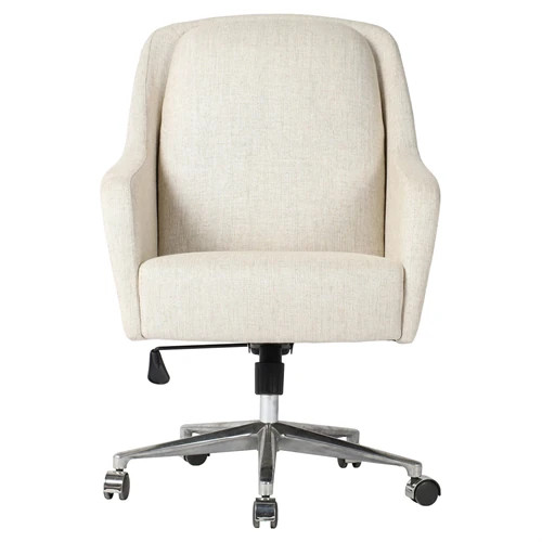 Valena Modern Classic Off White Upholstered Office Chair | Kathy Kuo Home