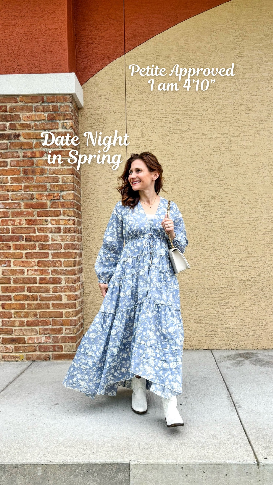 Cooler spring date night outfit. This dress is supposed to be a midi but I'm petite, so it's a maxi. I unbuttoned it for a slit to help with lengthening me and wore lacey shorts underneath (the model for the red print styles it with a lace slip which is a great idea too). 

#LTKStyleTip #LTKPetite #LTKOver40