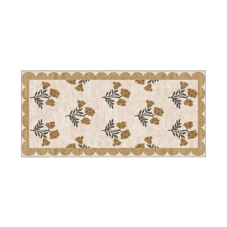 60x90cm Floral Entry Rug - Small Washable Indoor Outdoor Mats for Front Door Non- Porch Rug Beige... | Walmart (US)