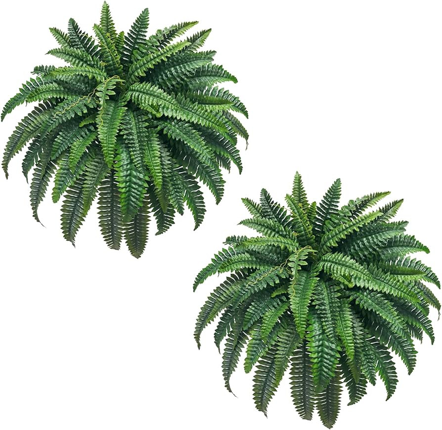 Senjie Artificial Boston Fern 2 Set 48Inch Large Fake Ferns for Outdoors Faux Plant with 55 Frond... | Amazon (US)