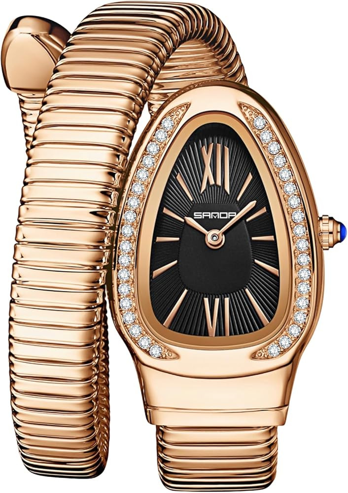 Gosasa Stylish Women's Snake Shape Bangle Watch Unique Design Snake Coil Elegant Dress Diamond Br... | Amazon (US)