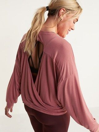 Ultra-Lite Long-Sleeve Cutout Wrap-Back Top for Women | Old Navy (US)