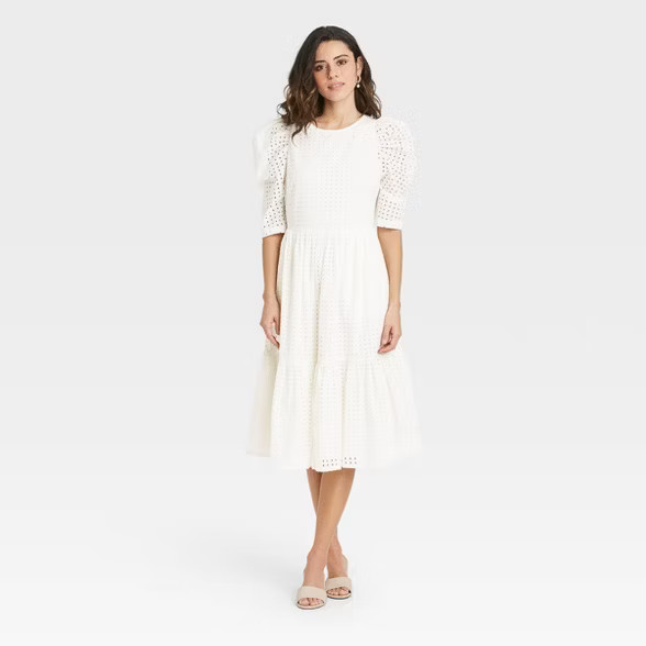 Women's Short Sleeve Eyelet Dress - A New Day™ | Target