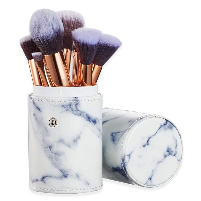 Ruesious Marble Makeup Brush Set with Brush Holder Pot | Premium Synthetic Foundation Powder Conc... | Amazon (US)