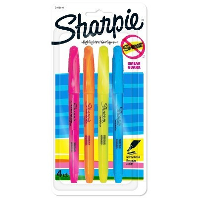 Sharpie Pocket 4pk Highlighters Narrow Chisel Tip Multicolored | Target