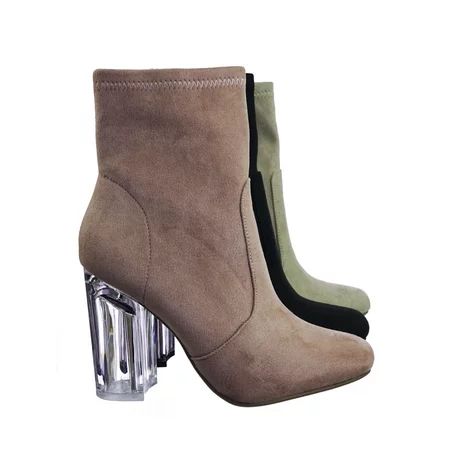 Linya by Speed Limit 98, Lucite Clear Chunky Block High Heel Dress Boots, Transparent | Walmart (US)
