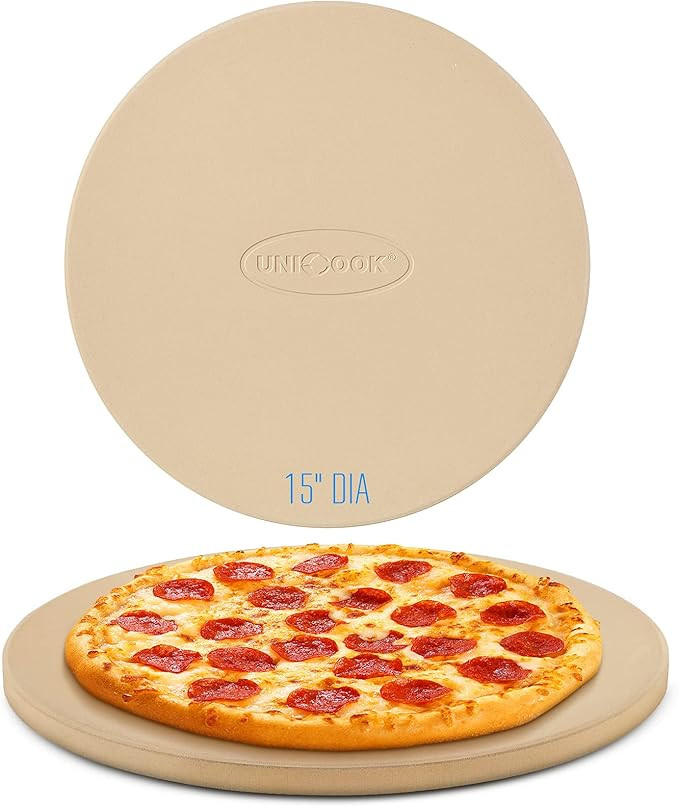 Unicook Pizza Stone for Grill Oven, 15 Inch Round Baking Stone, Heavy Duty Cordierite Bread Cooki... | Amazon (US)