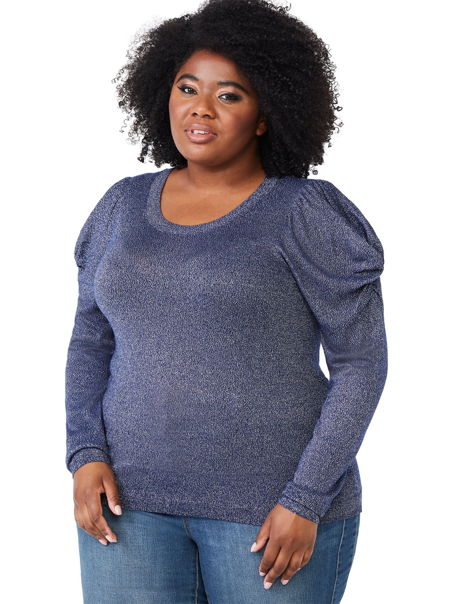 Sofia Jeans by Sofia Vergara Women's Plus Size Gathered Sleeve Sweater - Walmart.com | Walmart (US)