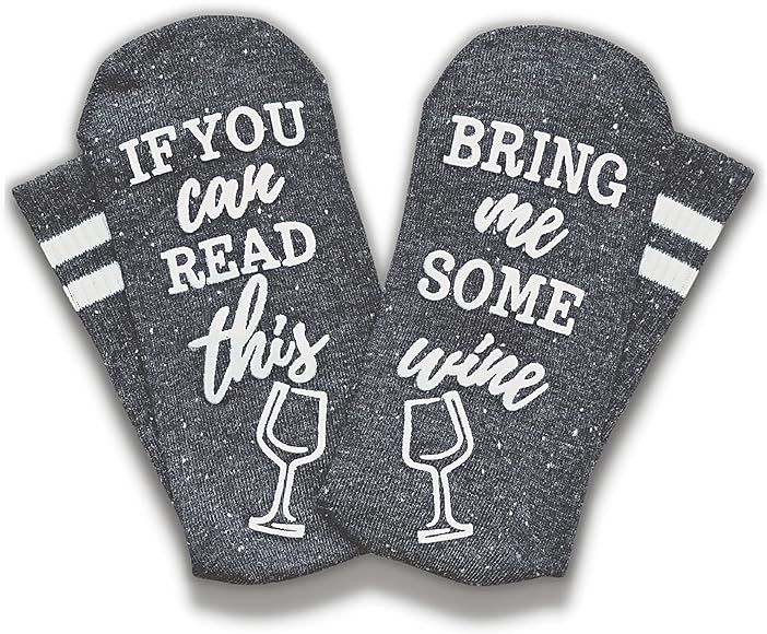 Boutique Wine & Coffee Socks | Crew Style | Wine Gifts Coffee Gifts for Women | If You Can Read This | Amazon (US)