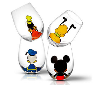 JoyJolt Set of Four 15-oz Mickey & Pals StemlesWine Glasses | QVC