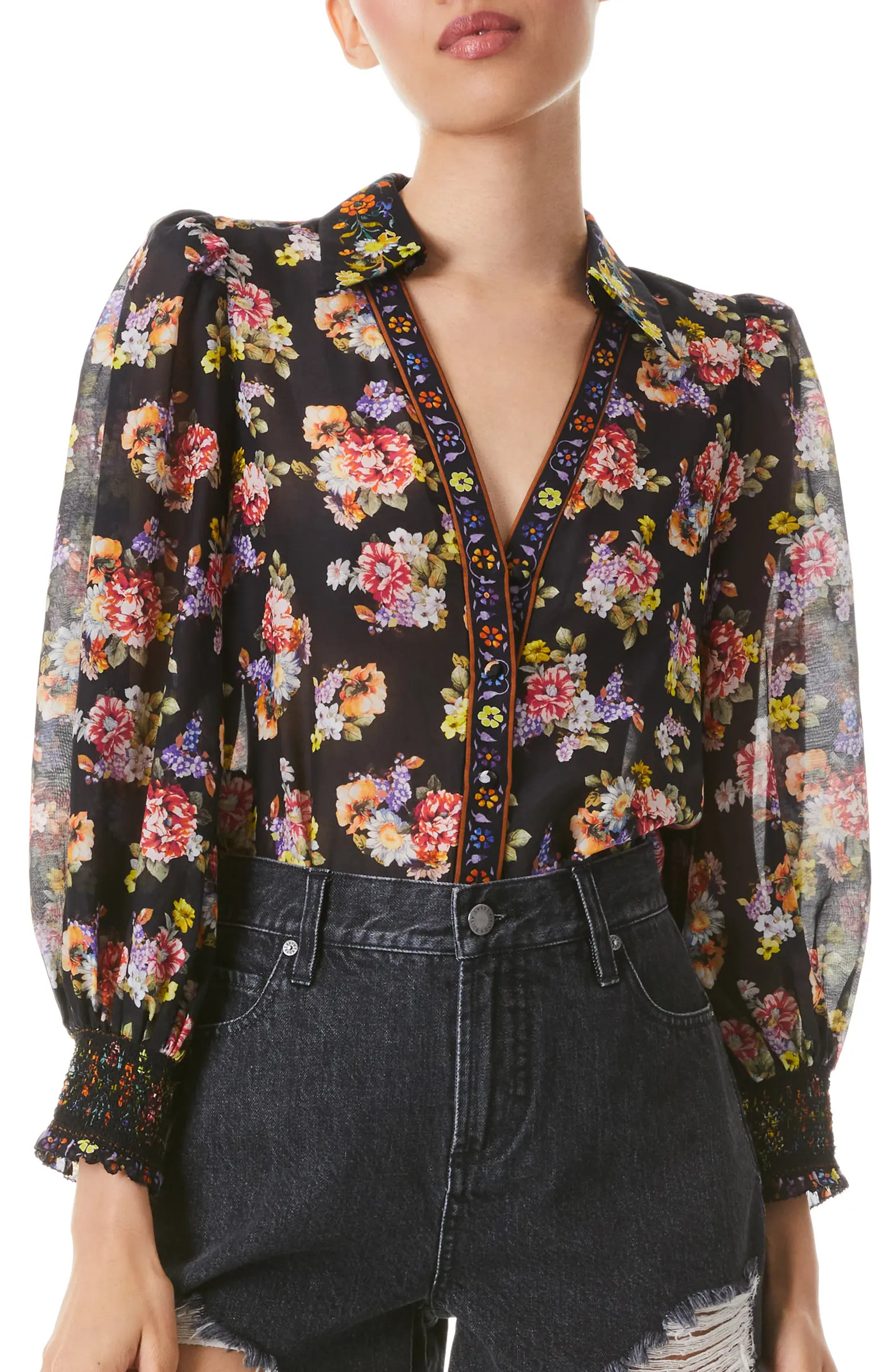 Alice + Olivia Cosima Floral Print Blouse | Nordstrom | Nordstrom