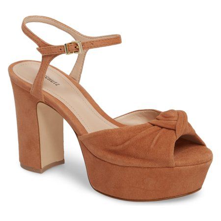 Schutz Thalyta Brown Suede Open Toe Ankle Strap Retro Platform Block Heel Sandal (11) | Walmart (US)