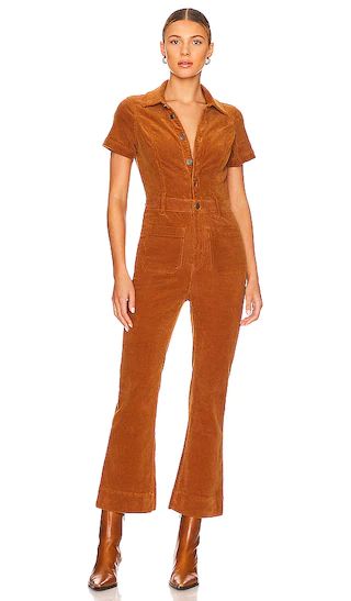 Cropped Everhart Jumpsuit in Camel Corduroy | Revolve Clothing (Global)