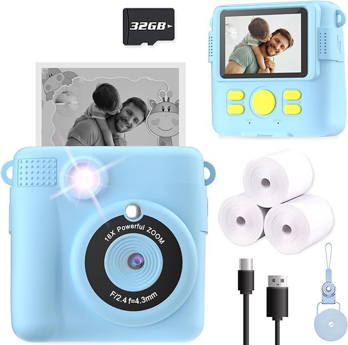 ESOXOFFORE Kids Camera Instant Print, Christmas Birthday Gifts for Kids Age 3-12, Selfie Digital ... | Amazon (US)