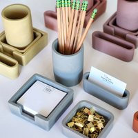 Desk Organizer Set, Concrete Accessories, Pen Holder, Sticky Note Paperclip Business Card Modern Office Decor | Etsy (US)