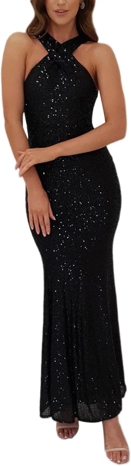 RARITYUS Women's Sleeveless Sparkly Sequin Prom Dress Elegant Backless Mermaid Formal Evening Gow... | Amazon (US)