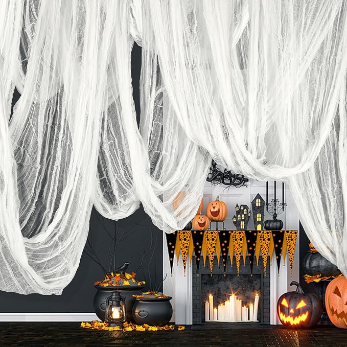 RunNico 600" x 85" Creepy Cloth - Large White Halloween Spooky Fabric Cloth - Creepy Spooky Hallo... | Amazon (US)