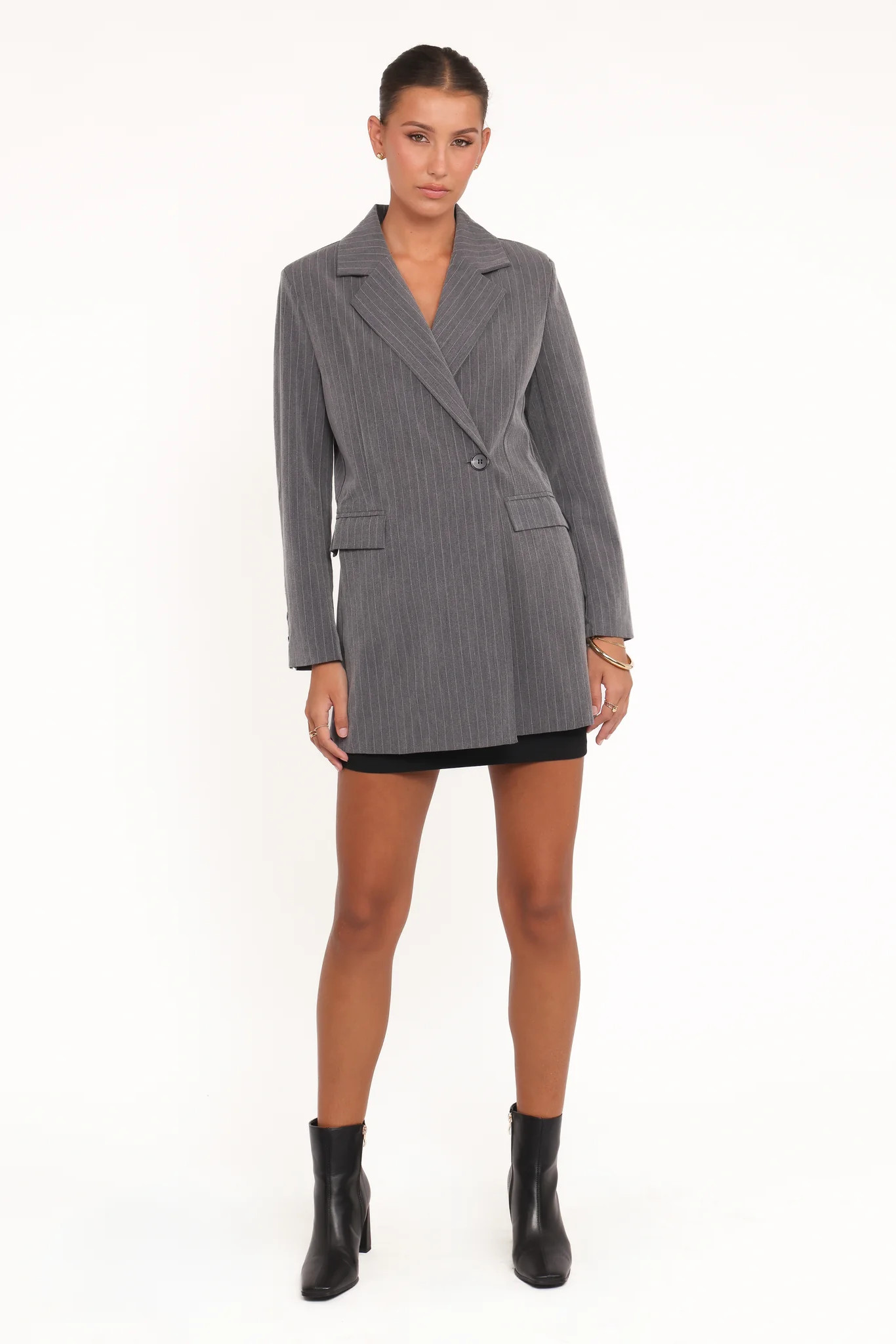 Kerryn Blazer - Grey Pinstripe | Petal & Pup (US)