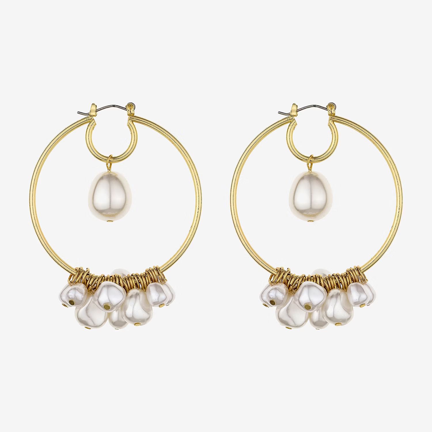 Bold Elements Simulated Pearl Round Hoop Earrings | JCPenney