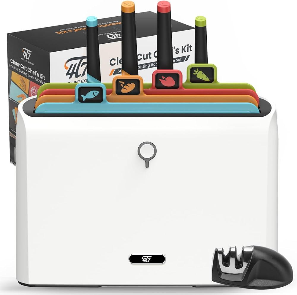 4T7 Smart Cutting Board and Knife Set With Holder, Self Clean and Drying Kitchen Chopping Board S... | Amazon (US)
