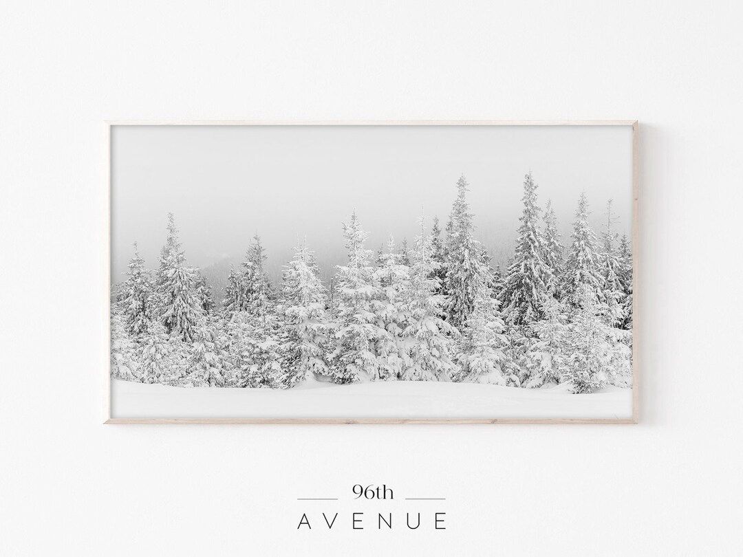 Christmas Frame Tv Art | Snow Pine Trees |Samsung Frame Tv Art |Snowy Trees Art |Winter Scene |Sn... | Etsy (US)