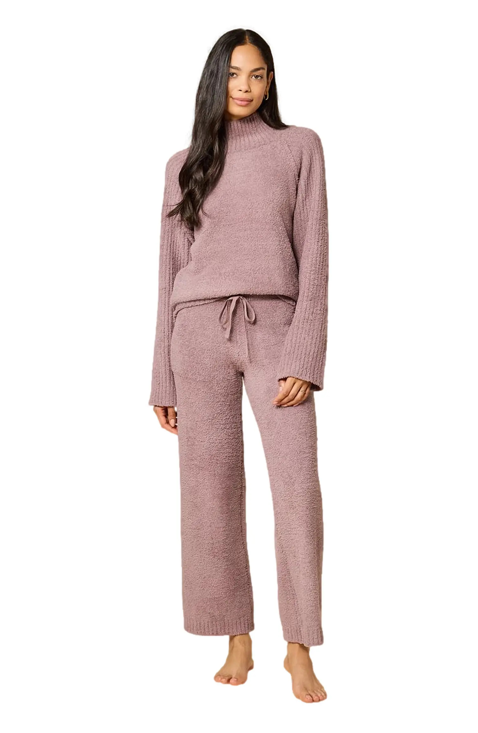 Solid Marshmallow Rib Mock Neck with Long Pant | Nordstrom