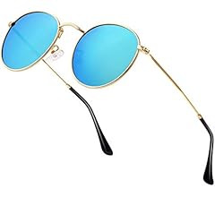Htms Small Round Polarized Sunglasses Retro Men Women Mirrored Lens Metal Frame Circle Sun Glasse... | Amazon (US)