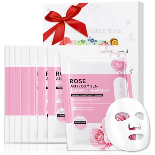 CAKAILA 8 Pack Rose Face Mask,Pink Face Masks Skincare Spa Day Kit Supplies,Spa Party Favors for Women,Sheet Facial Mask Skincare Gifts Set,Moisturize Soothe for All Skin Types | Amazon (US)