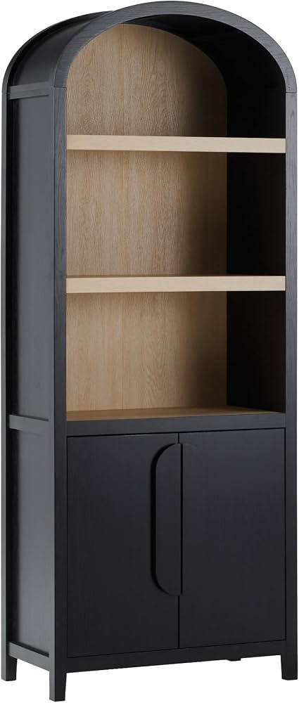 Walker Edison Modern Arched 3-Shelf Bookcase with Lower Cabinet, Curved Top Bookcase with Doors o... | Amazon (US)