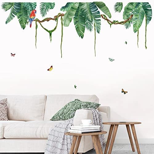 wondever Palm Leaf Wall Stickers Tropical Leaves Green Plant Peel and Stick Wall Art Decals for L... | Amazon (US)