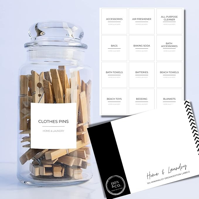HON Home Laundry Labels for Containers | White Minimalist Preprinted & Jars | Storage Bins | Orga... | Amazon (US)