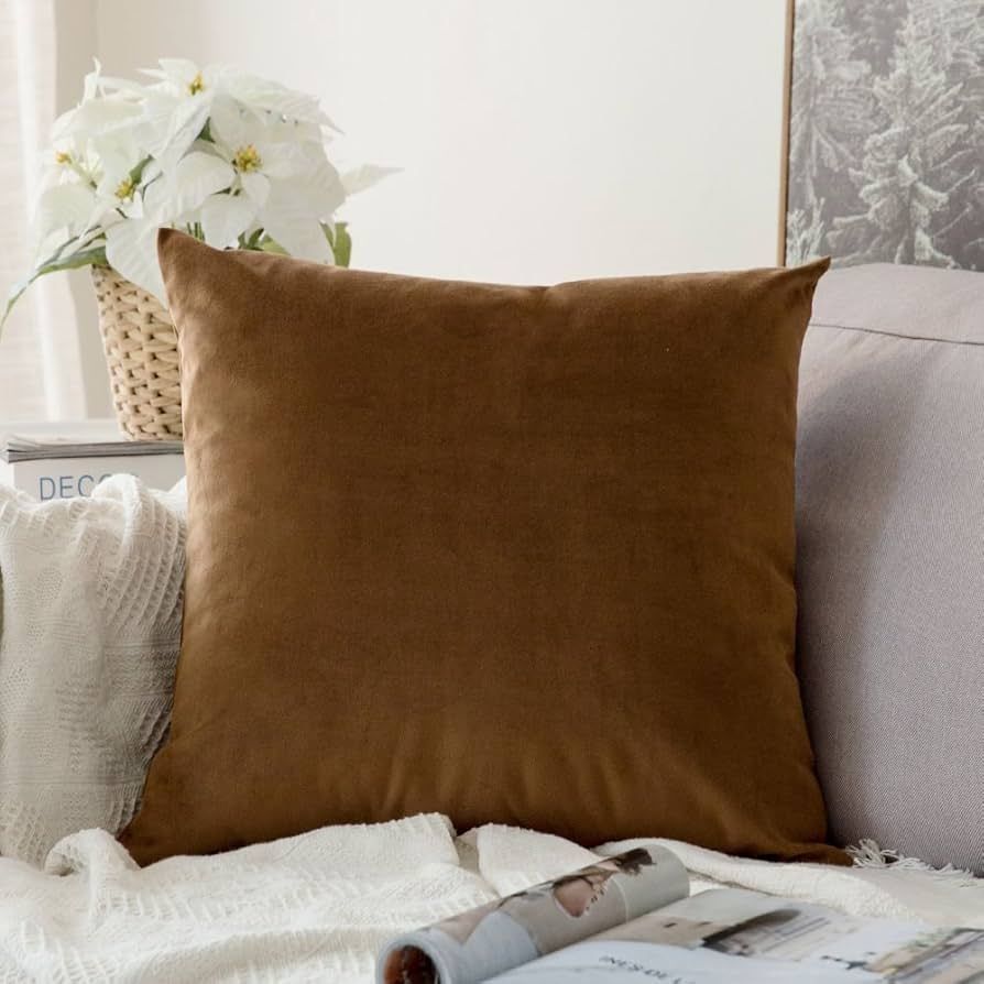 MIULEE Velvet Soft Soild Decorative Square Throw Pillow Cover Cushion Case for Sofa Bedroom Car 2... | Amazon (US)