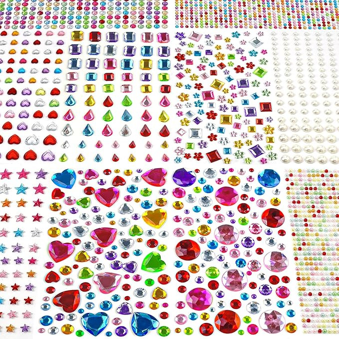 3000 PCS Gem Stickers - Self Adhesive Scrapbook Supplies | Rhinestones for Crafts Supplies,Small ... | Amazon (US)