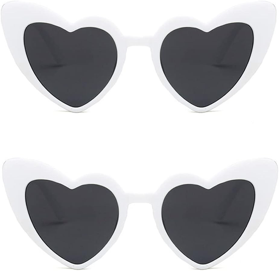 ALVOGIMOR 2 Pack Heart Shape Sunglasses,Colorful Trendy Sunglasses Vintage Cat Eye Glasses for Pa... | Amazon (US)