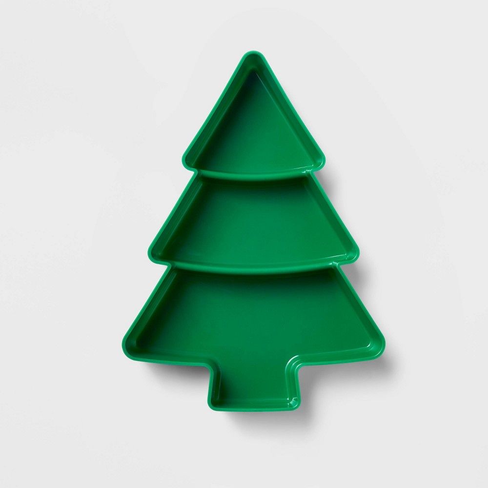 Plastic Christmas Tree Serving Tray Green - Wondershop | Target